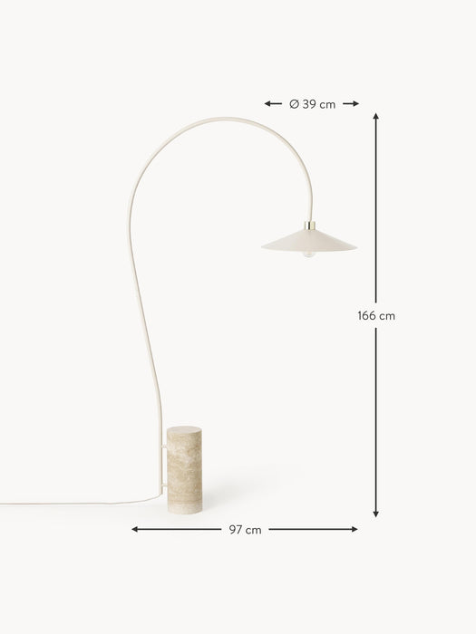 Arc Lamp Cora with Travertine Base