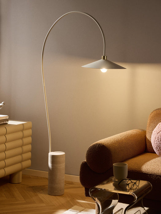 Arc Lamp Cora with Travertine Base