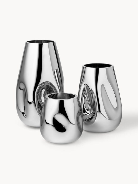 Mirror Mouth-Blown Glass Vase, H 35 cm