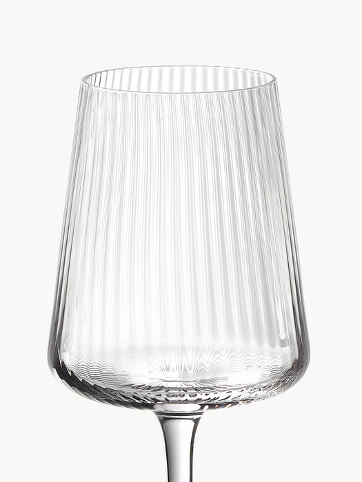 Handmade White Wine Glasses Cami with Embossed Pattern Set of 4