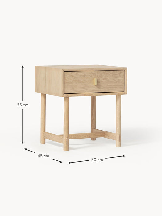 Oak Wood Bedside Table Diana with Drawer