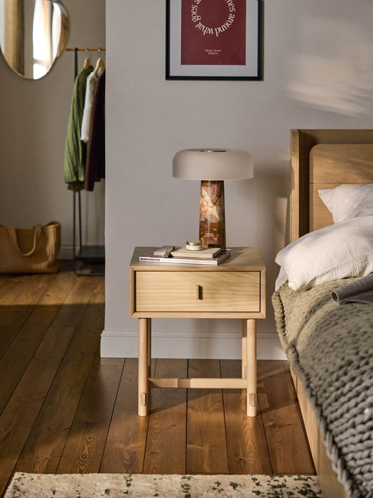 Oak Wood Bedside Table Diana with Drawer