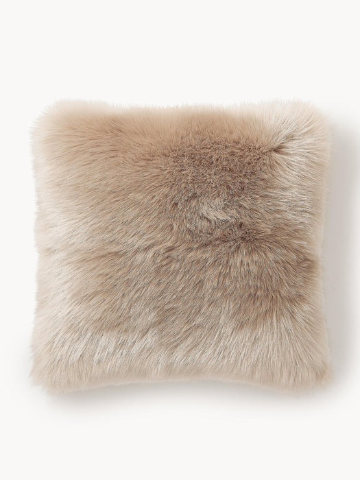 Mathilde Fluffy Faux-Fur Cushion Cover, Smooth