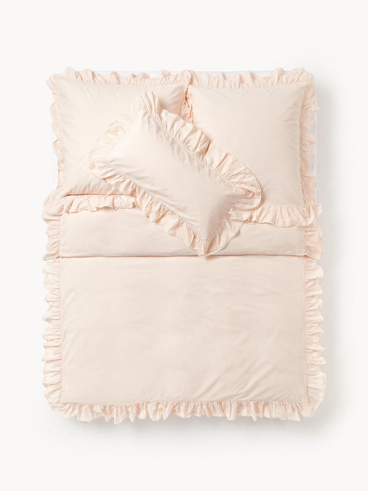 Louane Washed Cotton Percale Duvet Cover with Ruffles