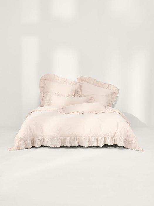 Louane Washed Cotton Percale Duvet Cover with Ruffles