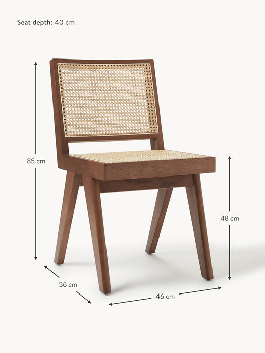 Wooden Dining Chair Sissi with Viennese Wickerwork