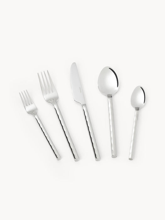 Miles Highly Polished Cutlery Set with Hammered Handles, in various set sizes