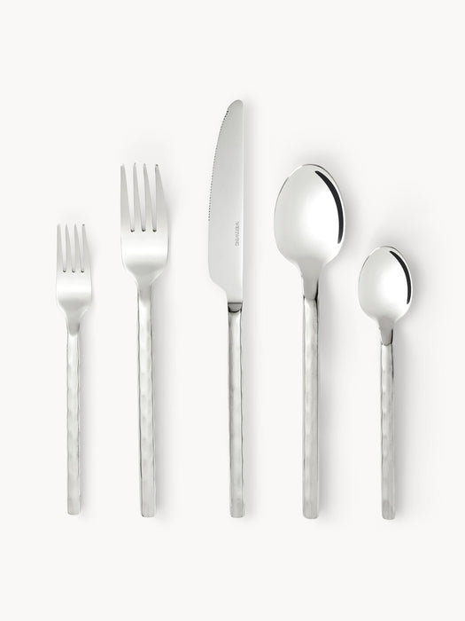 Highly Polished Cutlery Set Miles with Hammered Handles in various set sizes