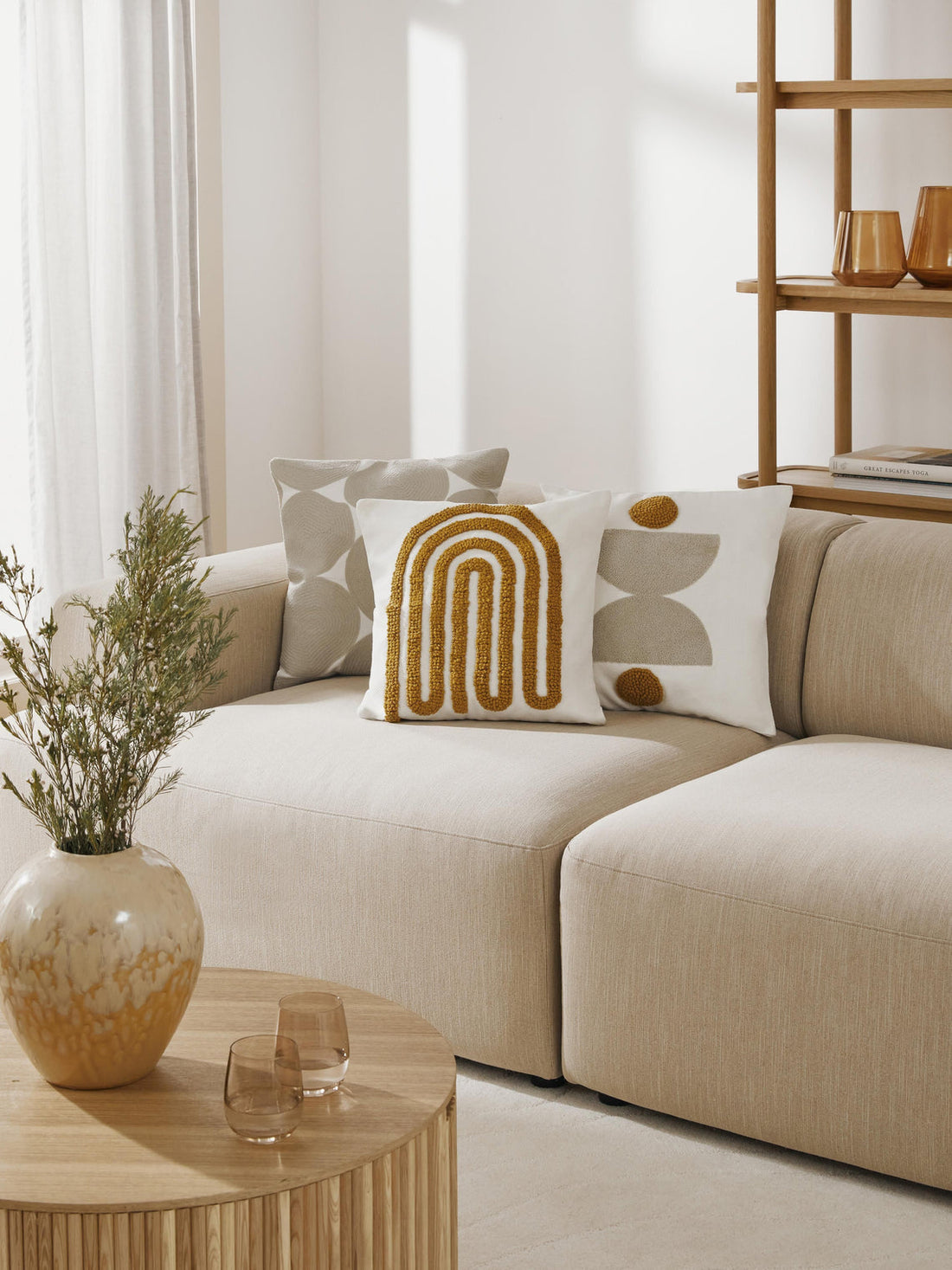 Vahid Embroidered Cotton Cushion Cover with a High-Low Texture