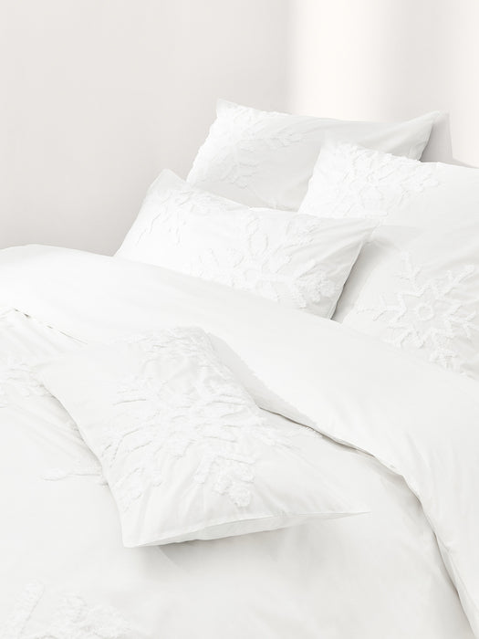 Cotton Percale Duvet Cover Vidal with Tufted Snowflake Motif