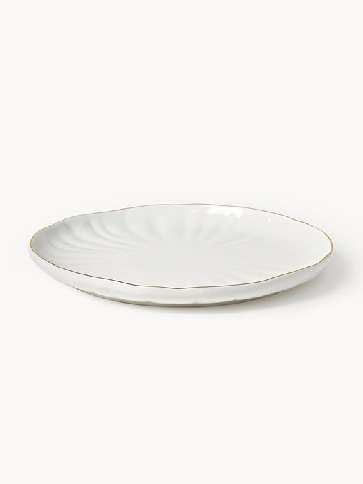Sali Porcelain Breakfast Set with Embossed Pattern, 4 People, Set of 12