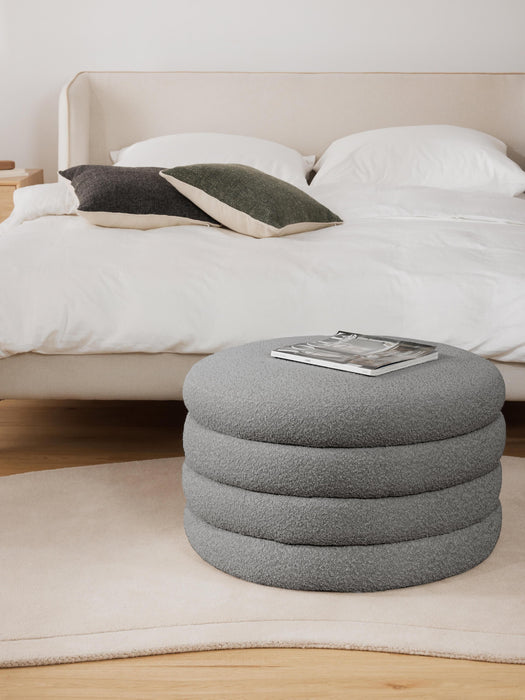 XL Boucl Upholstered Stool Alto with Storage Space