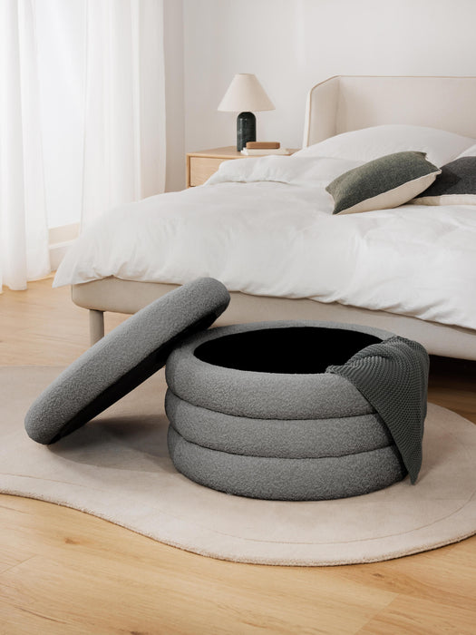 XL Boucl Upholstered Stool Alto with Storage Space