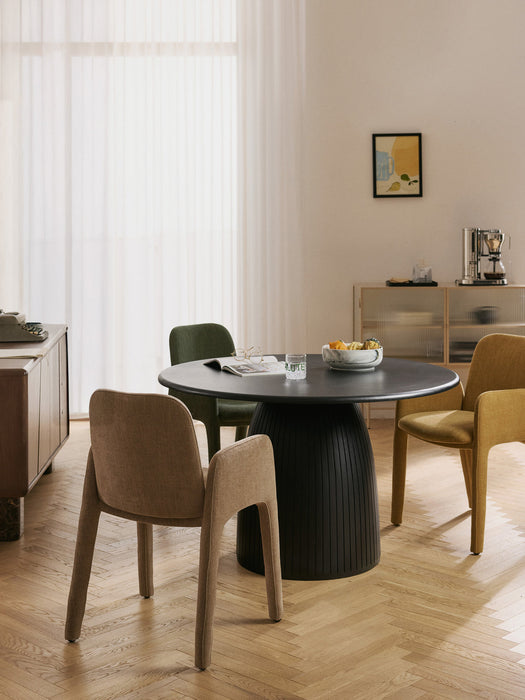Nelly Round Dining Table with Groove Structure, in various sizes