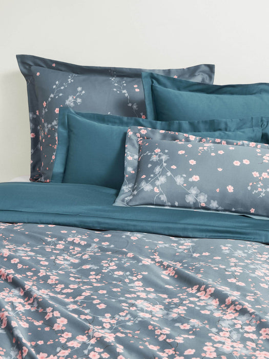 Sakura Cotton Sateen Duvet Cover with Floral Print