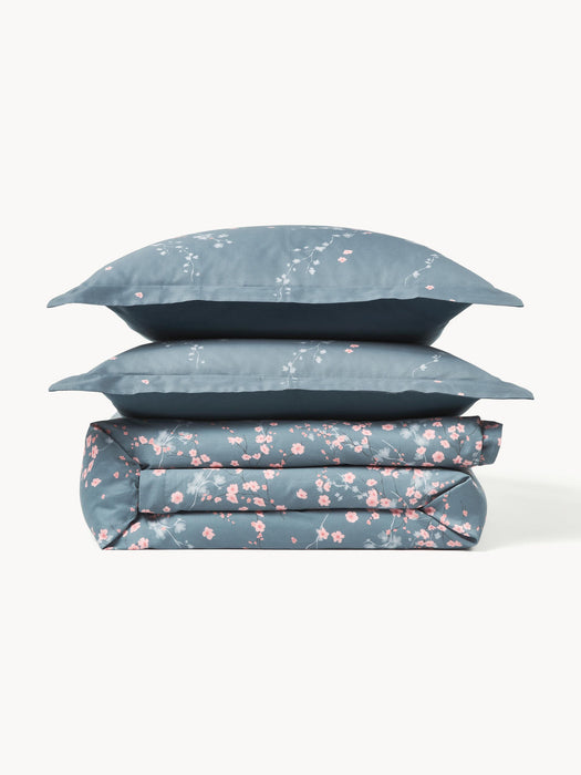 Sakura Cotton Sateen Duvet Cover with Floral Print
