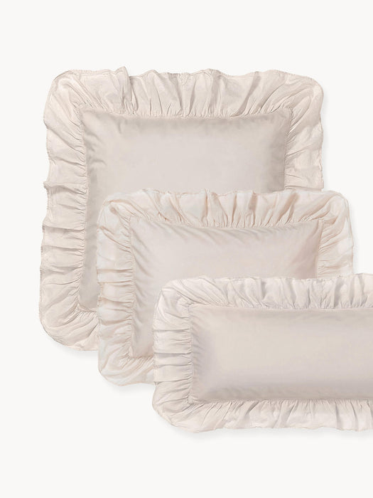 Washed Cotton Percale Pillowcase Louane with Ruffles