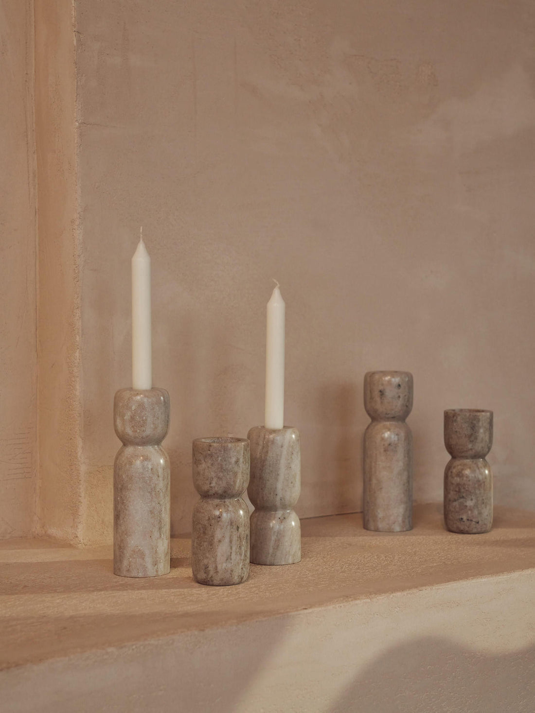 Como Marble Candle Holders, Set of 2