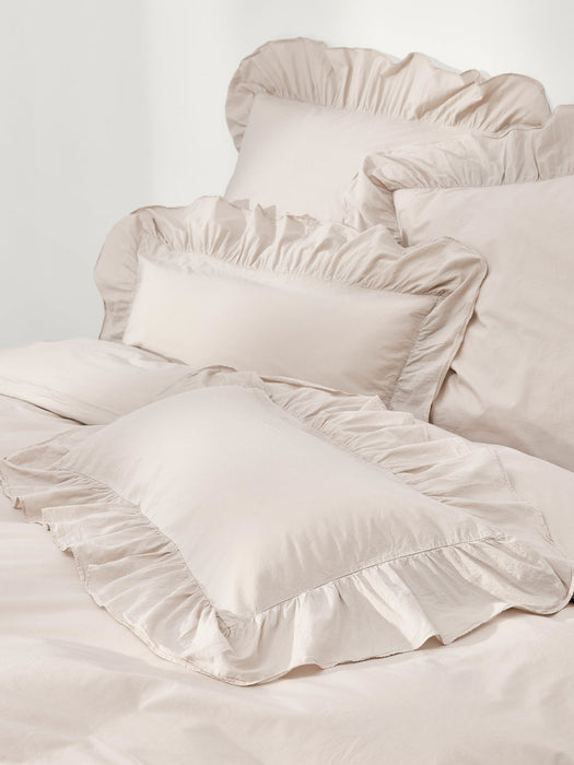 Louane Washed Cotton Percale Duvet Cover with Ruffles