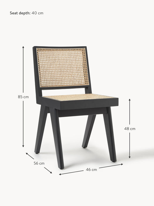 Wooden Dining Chair Sissi with Viennese Wickerwork