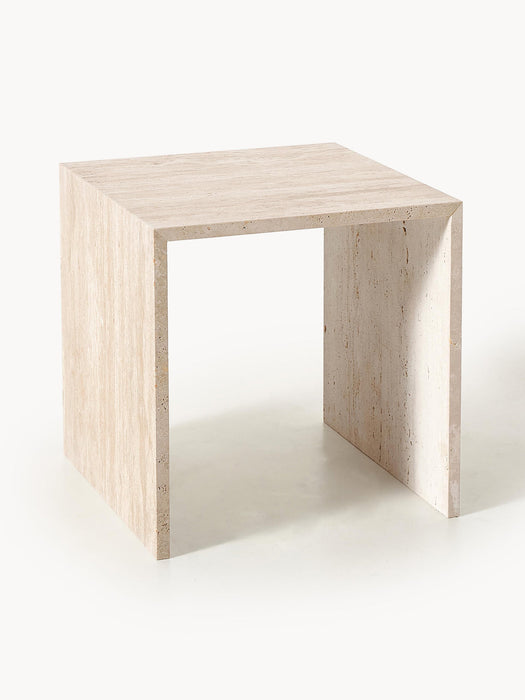 Varu Travertine Side Tables, Set of 2