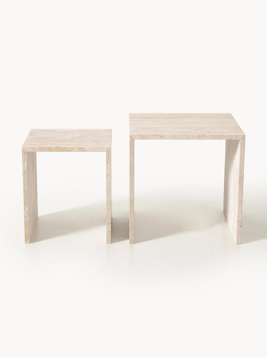 Travertine Side Tables Varu Set of 2
