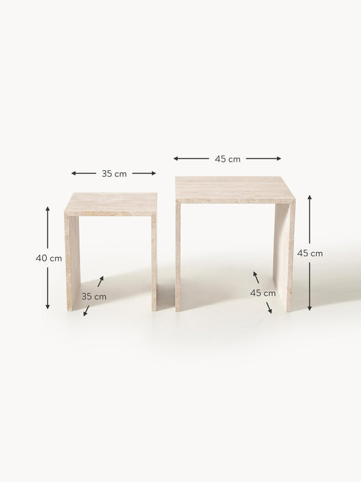 Travertine Side Tables Varu Set of 2