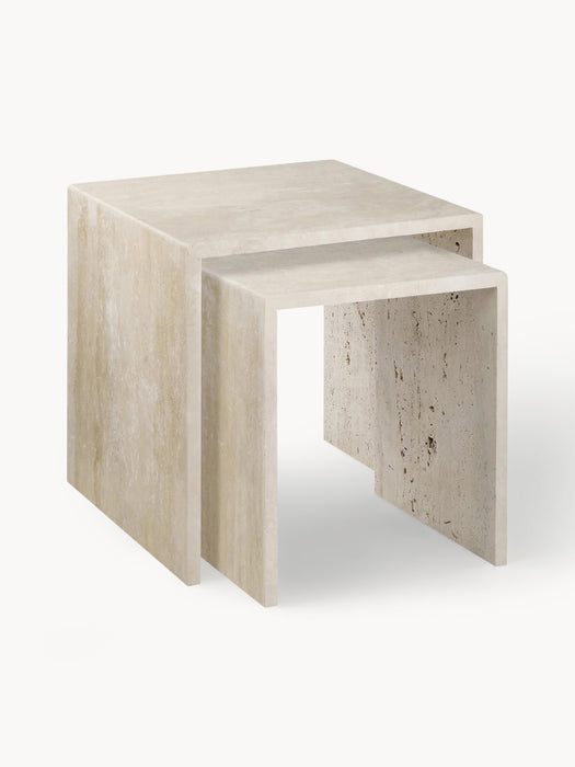 Travertine Side Tables Varu Set of 2