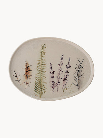 Handmade Serving Plate Bea with Grass Motif