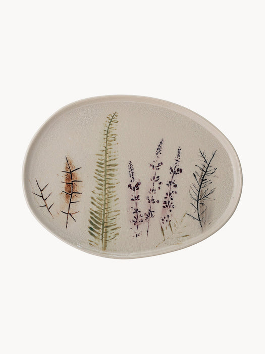 Handmade Serving Plate Bea with Grass Motif