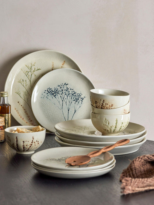Handmade Tableware Set Bea with Grass Motif 4 People Set of 12