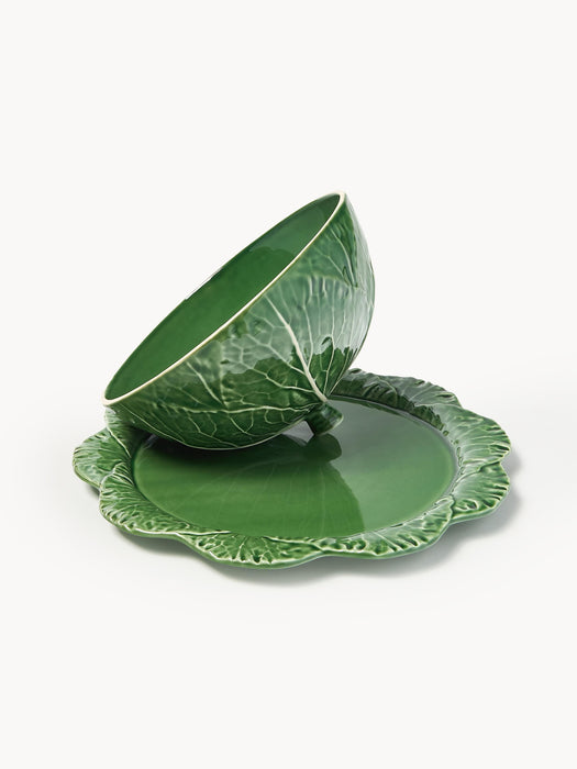 Hand-painted Serving Plate Cabbage with Lid