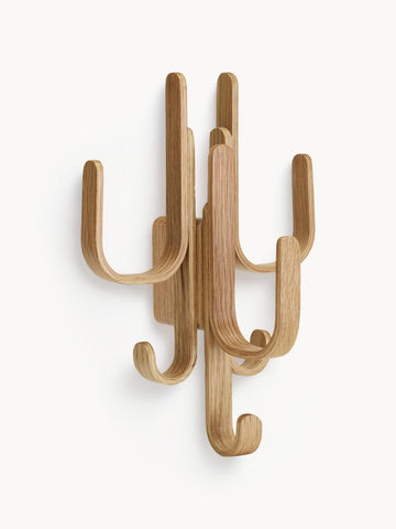Woody Oak Wood Coat Rack