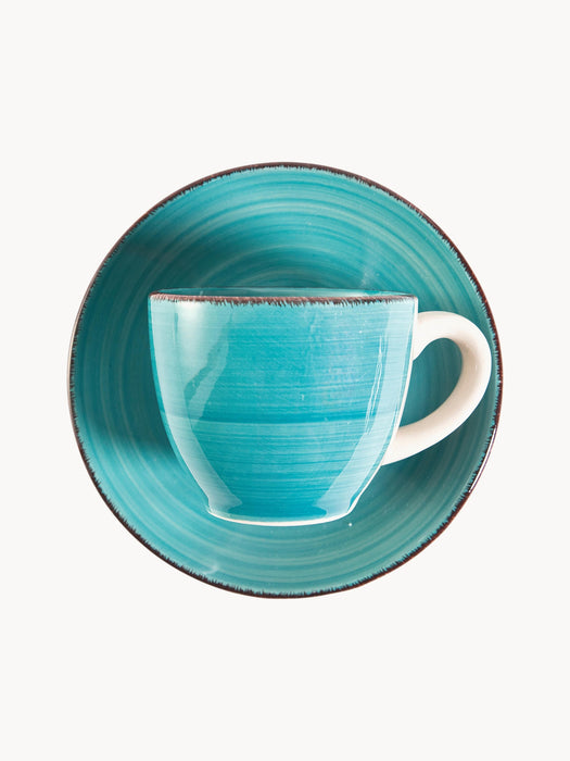 Hand-Painted Espresso Cups Baita with Saucers Set of 6