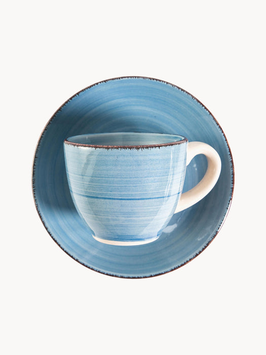 Hand-Painted Espresso Cups Baita with Saucers Set of 6
