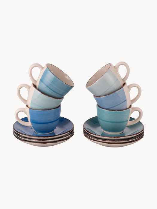 Hand-Painted Espresso Cups Baita with Saucers Set of 6