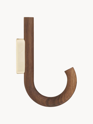 Umbrella Walnut Wood Wall Hook, in Various Sizes