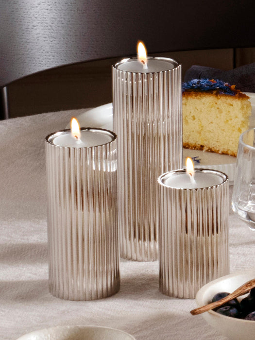 Candle Holder Bernadotte with Groove Structure Set of 3