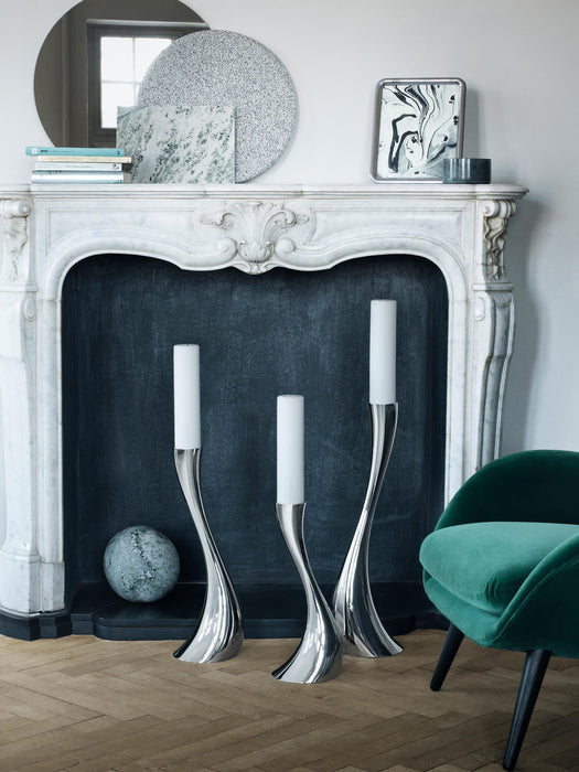 Stainless Steel Candle Holder Cobra in An Organic Shape H 60 cm