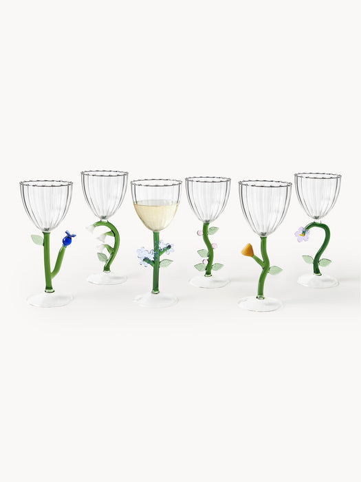 Handmade Borosilicate Wine Glasses Botanica Set of 6