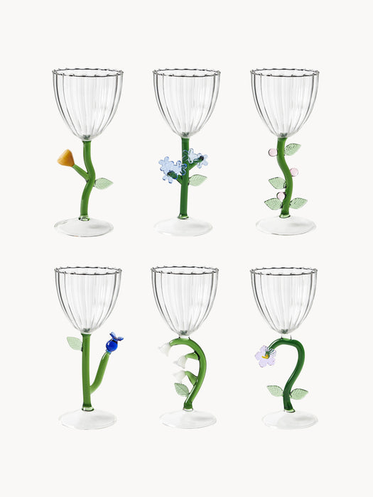 Handmade Borosilicate Wine Glasses Botanica Set of 6