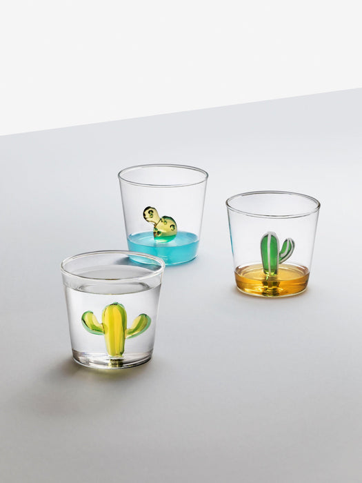 Desert Plants Handmade Borosilicate Tumblers, Set of 6