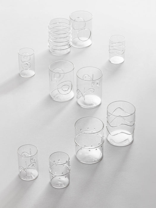 Deco' Clear Handmade Borosilicate Tumblers, Set of 6