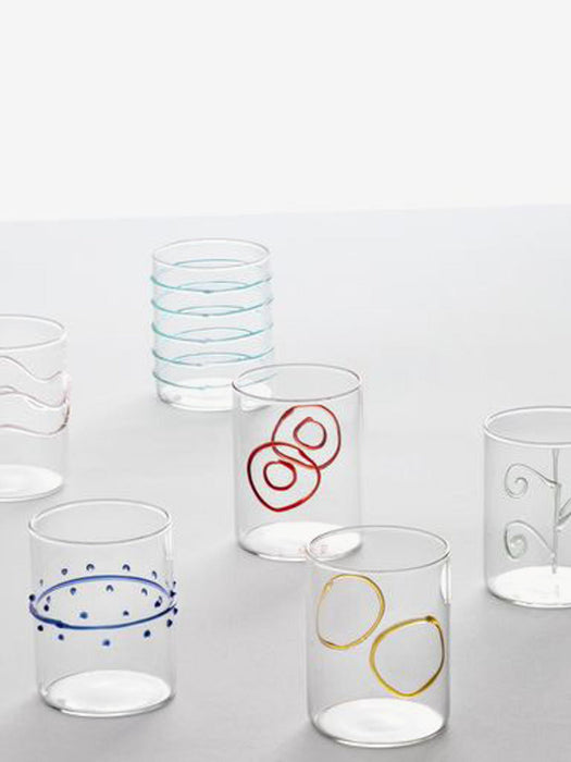 Deco' Arlecchino Handmade Borosilicate Tumblers, Set of 6