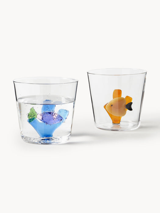 Handmade Borosilicate Tumblers Marine Garden Set of 6