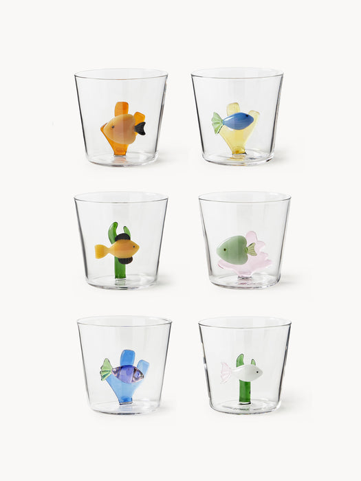 Handmade Borosilicate Tumblers Marine Garden Set of 6