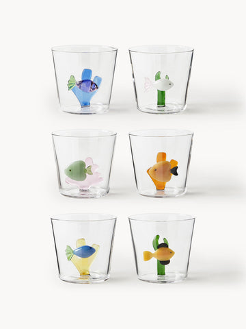 Marine Garden Handmade Borosilicate Tumblers, Set of 6