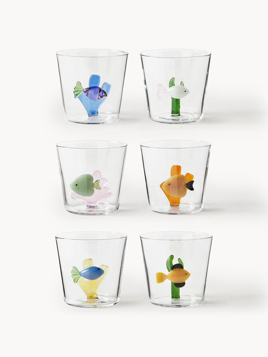 Marine Garden Handmade Borosilicate Tumblers, Set of 6