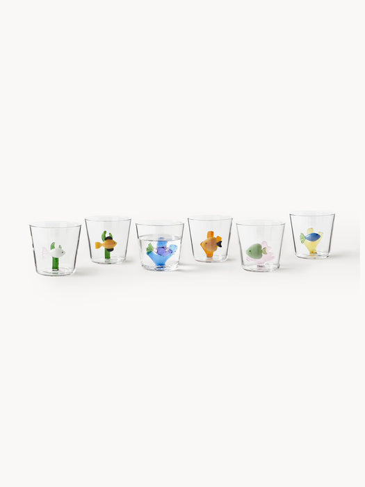 Handmade Borosilicate Tumblers Marine Garden Set of 6
