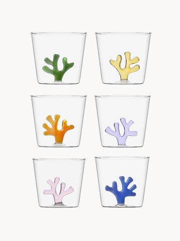 Coral Reef Handmade Borosilicate Tumblers, Set of 6